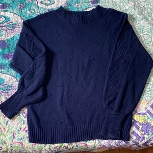 crown & ivy Navy Textured Crewneck Sweater